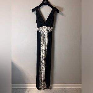 Tart Black and White Ruched Embellished Maxi Dress